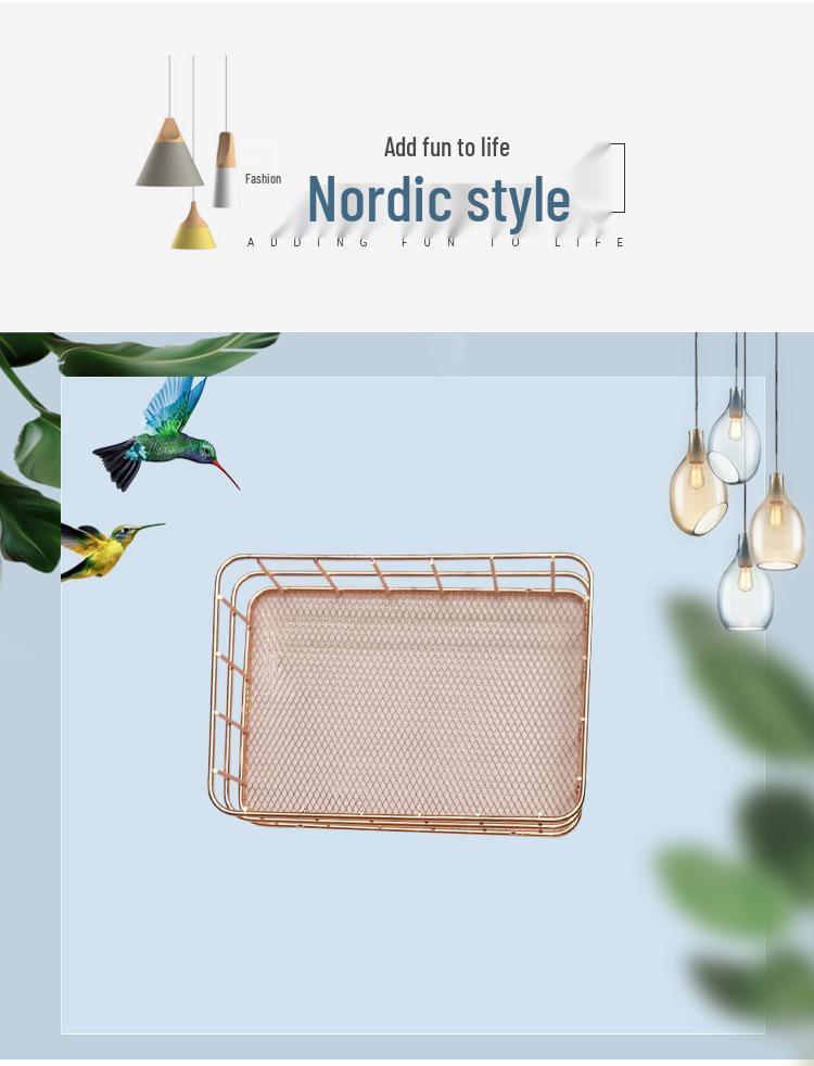 Gold Iron Fruit and Jewelry Storage Basket for Household Sundries