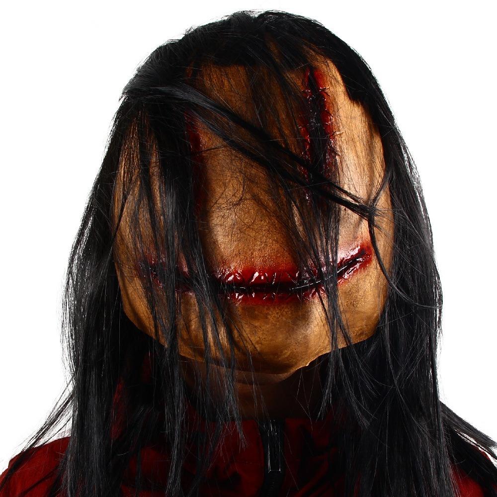 Spooky Scary Halloween Mask Full Face Mask Long Hair Demon Mask Ghost Cosplay Mask  Dress Party