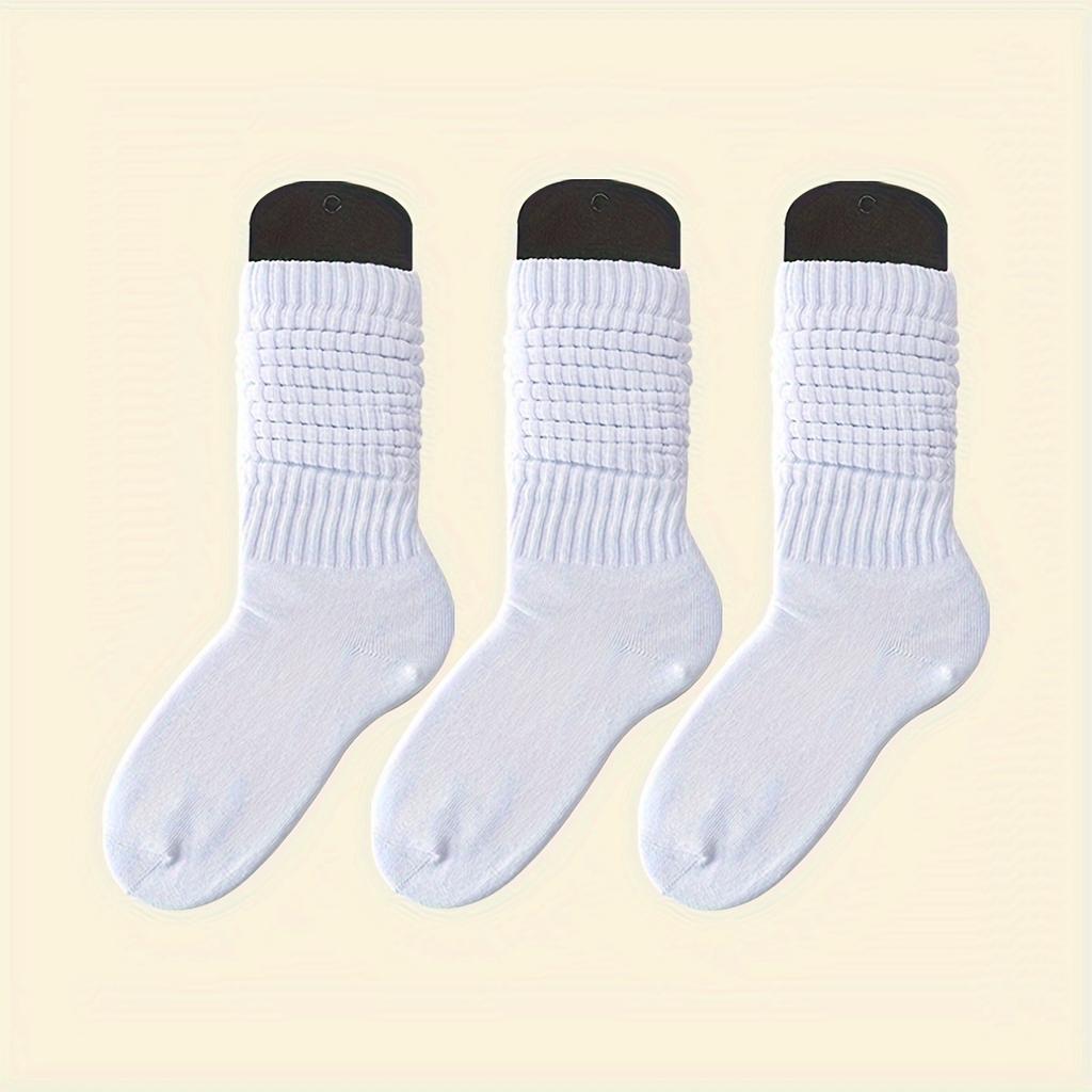 3 par solide enkle sokker, myke og behagelige, rolige mellomleggsokker, damestrømper og strømper