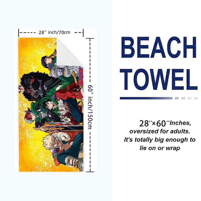 My Hero Academia Print Beach Towel, Large Soft Quick Dry Towel for Beach Camping Swimming