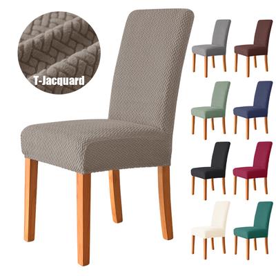 New T -Jacquard Chair Cover Elastic Solid Color Chair Covers For Dining Room Hotel Use Home Ornamental Washable Design Anti -Dirty Seat Protectors