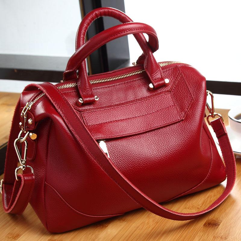 European and American Retro Luggage and Leather Goods, Solid-color Shell Leather, Sewn Women's Handbag
