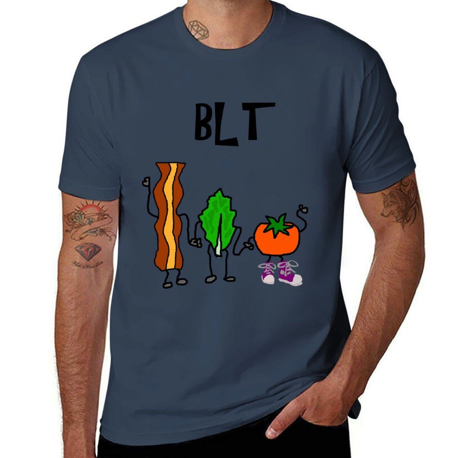 Funny Bacon Lettuce and Tomato Cartoon Characters TShirt Casual Breathable Short Sleeve Top S