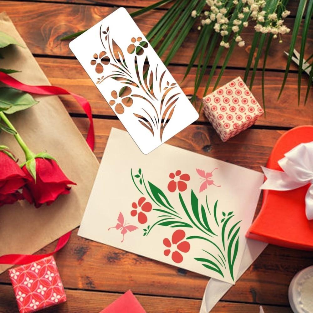Nouveau Set de Pochoirs en Plastique Réutilisables Design Papillon Grande Taille Pochoirs Fleurs Bricolage Peinture par Aérosol Modèles de Peinture Scrapbooking