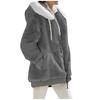 Winter Women Fashion Loose Plush Hooded Coat Long Sleeve Zipper Pocket Solid