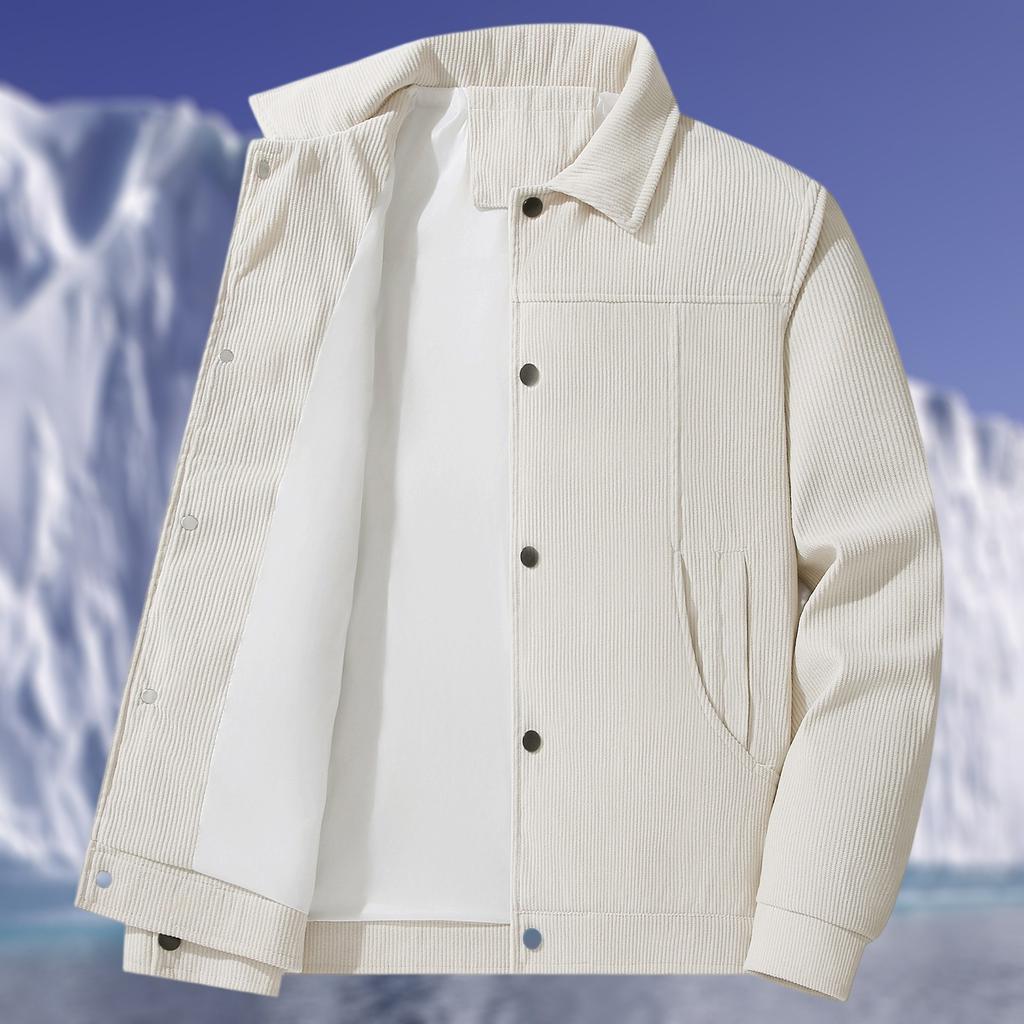 Chaqueta Casual de Pana con Múltiples Bolsillos para Hombre con Cremallera y Solapa Top
