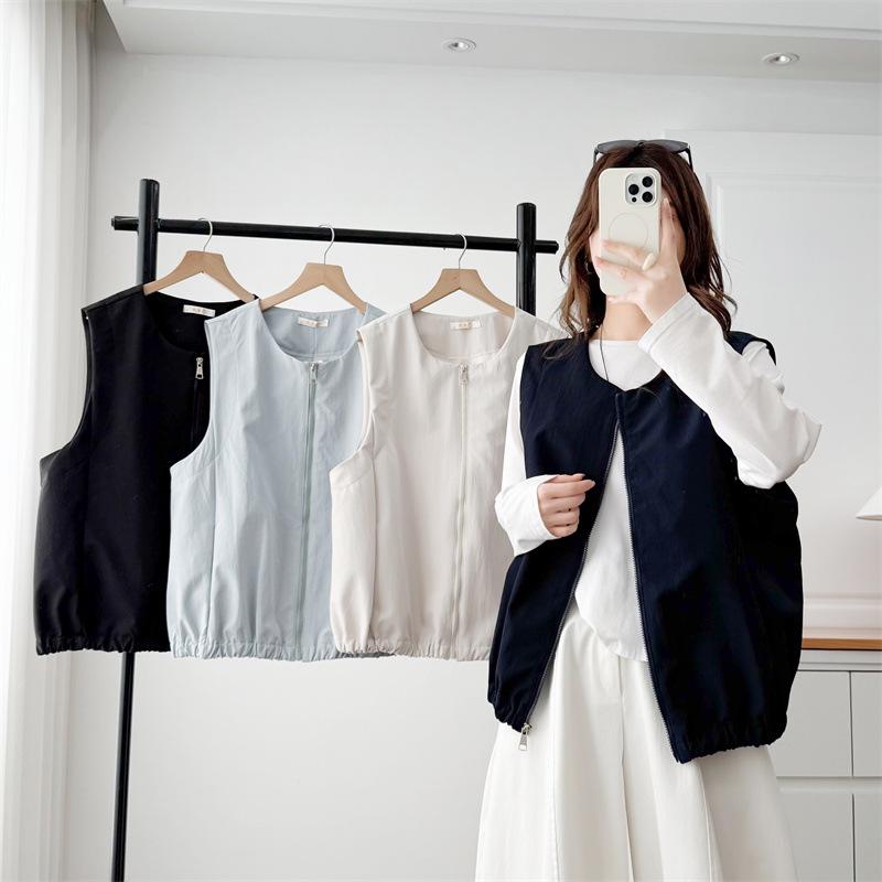 2026 Spring Plus Size Women's Round Neck Cardigan Vest - Slimming & Versatile Fashion Top
