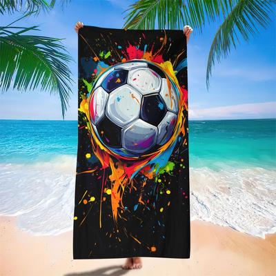 Football Soccer Design Beach Towel, Microfiber Quick Dry Absorbent Lightweight Versatile for Pool Travel Yoga Camping