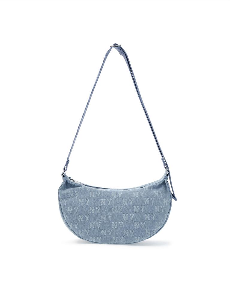 Mlb Classic Monogram Denim Vintage Hobo Bag Ny (L.Blue)