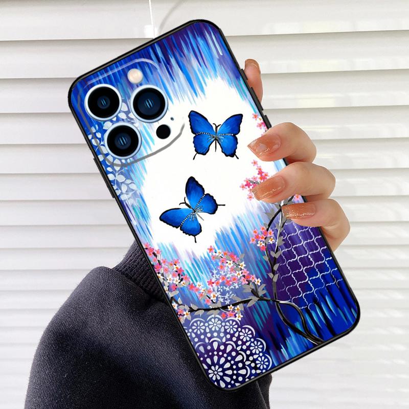 Beautiful Butterfly Phone Case For iPhone 17 16 15 14 13 12 11 Pro Max mini 15 16 Plus 16e 17 Air Cover Fundas