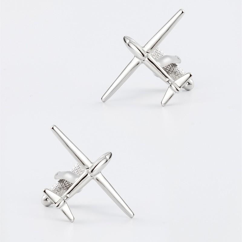 Personalized Metal Smooth Gold Airplane Cufflinks Men s French Shirt Natural серебряный