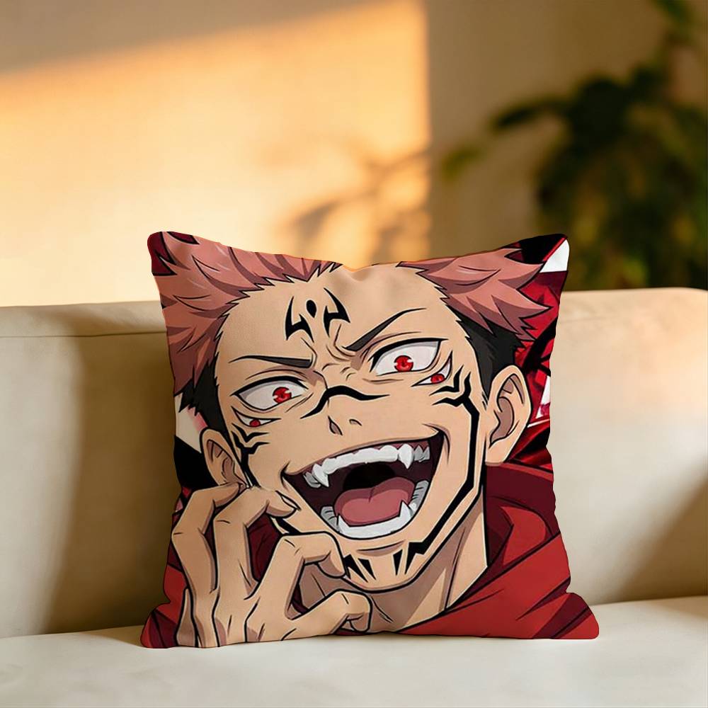 Hot Anime Character Yuji Itadorii Square DoubleSided Printed Pillow Case Bedroom Bedside Pillow Sofa Cushion Cover