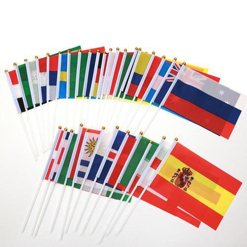50Pieces Hand Flag for Soccer & Football Fans Cheering Swing Flag Party Events Celebration National Flag Signal for Bann