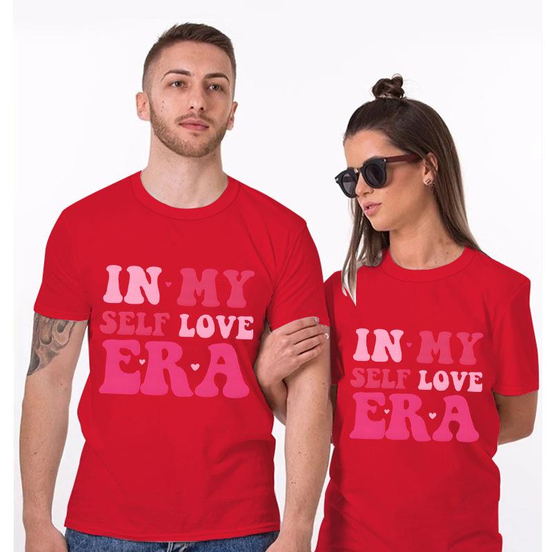 Funny Valentine Printed Couple's Versatile Casual Top Fashion High Street T-Shirts Women’s
