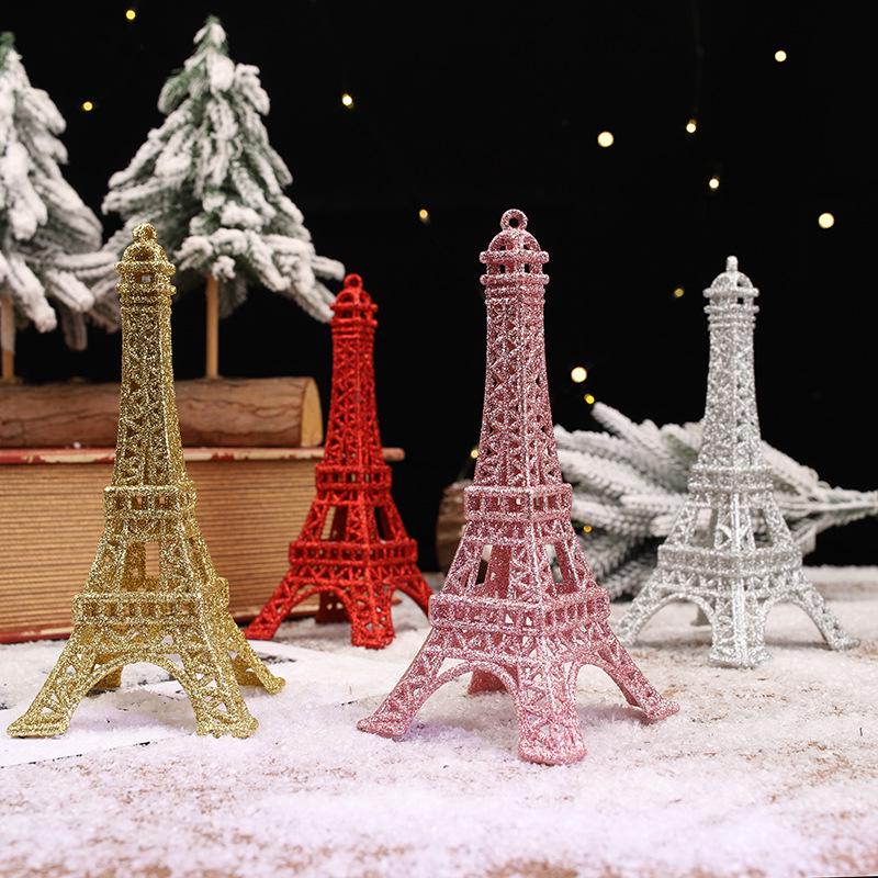 Glitter Eiffel Tower Ornament: Creative Christmas Display Prop
