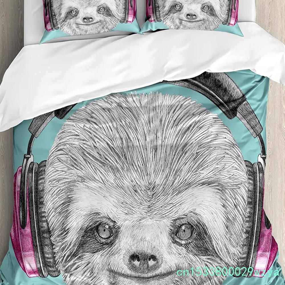 3pcs Bedding Set Cute Animal Sloth Home Textile Duvet Cover Pillow Case Boy Kid Teen Girl Bedding Covers Set