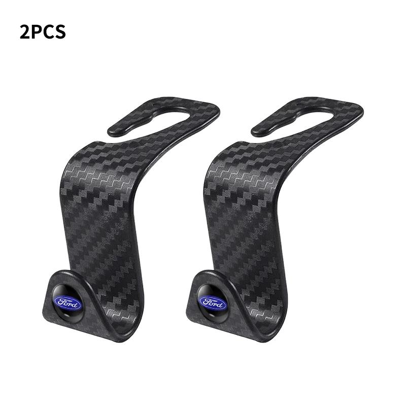 Carbon Fibre Hooks Car Seat Headrest Storage Hanger For Ford Raptor Fiesta Focus2 3 4 Mondeo Ecosport Mustang Fusion Accessories