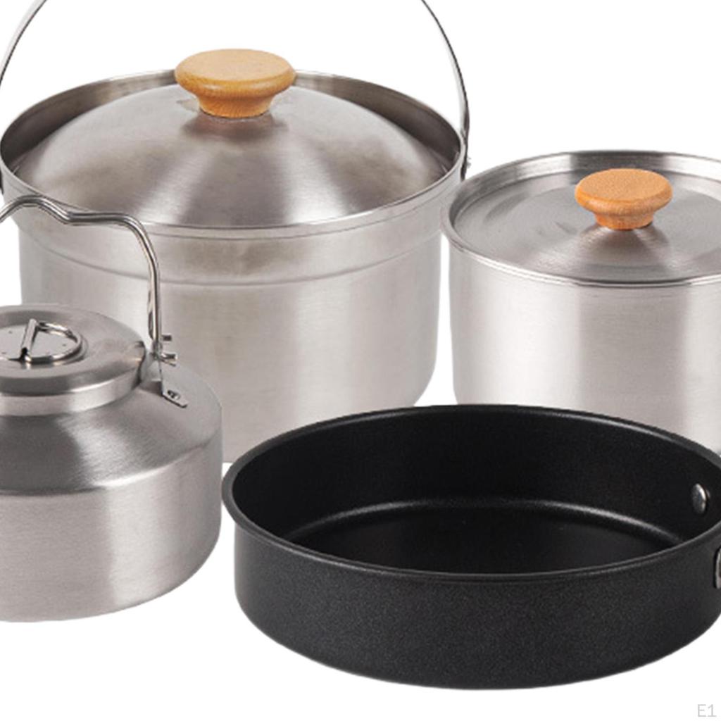 Camping Cookware Set, Fry Portable, Cooking Set Kitchen Utensils Outdoor Cook Gear Pot and