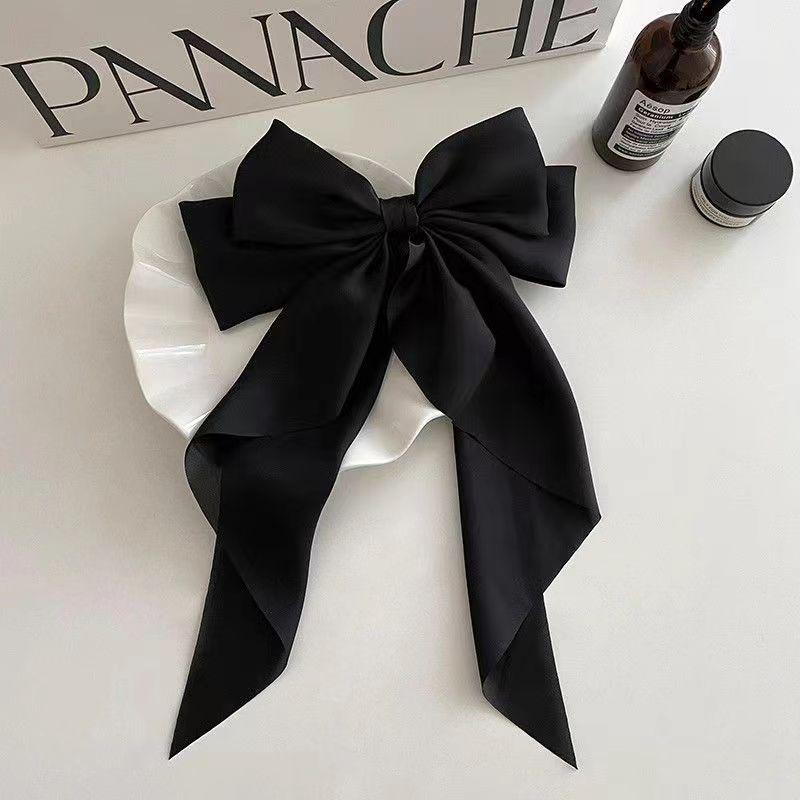 "Retro Large Ribbon Bow Hairpin Inspired by Yang Zi - Elegant Spring Clip Hair Accessory"