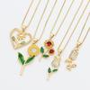 Hot Selling Fashionable Sunflower & Peony Pendant Necklace