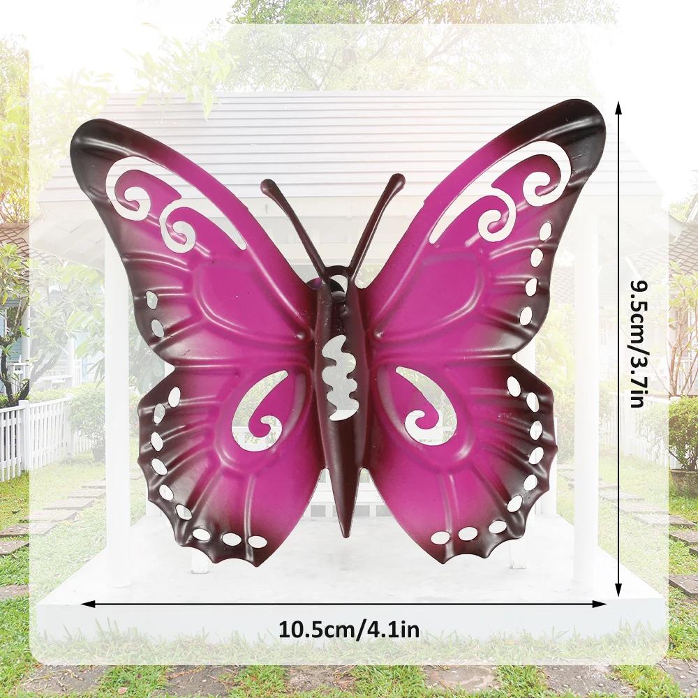 6 Stuks Gesmeed IJzeren Vlinder Muurdecoratie Simulatie Insect Ornament Tuinkunst Metaal Hangend Hanger voor Hekken Buiten Windgong