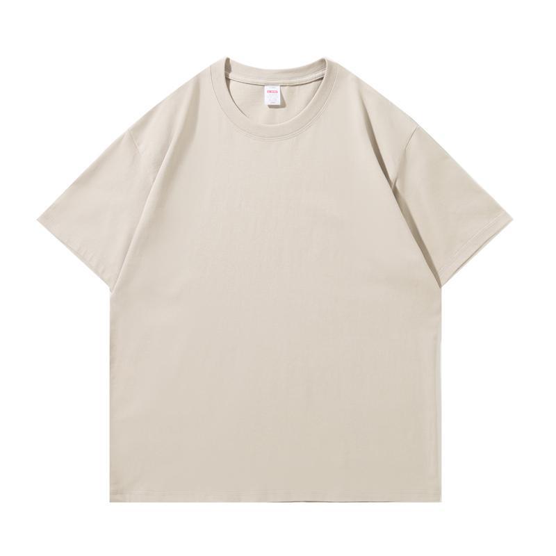 Unisex Heavyweight Pure Cotton Solid Color Short Sleeve Round Neck T-shirt