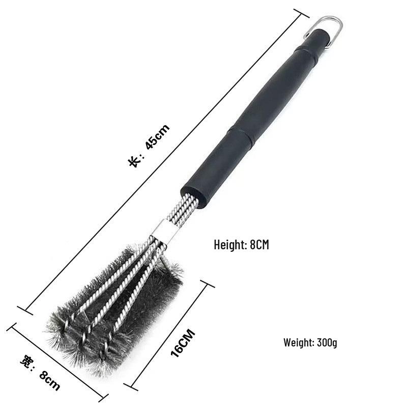 Three-Headed Stainless Steel BBQ Cleaning Brush Tool