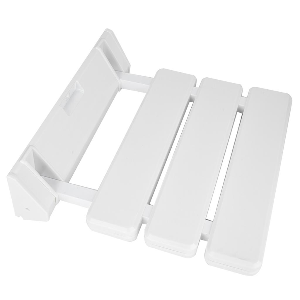 Wall Mounted Drop Leaf Shower Seat Foldable Bathroom Bench for Home Sauna Room Use White