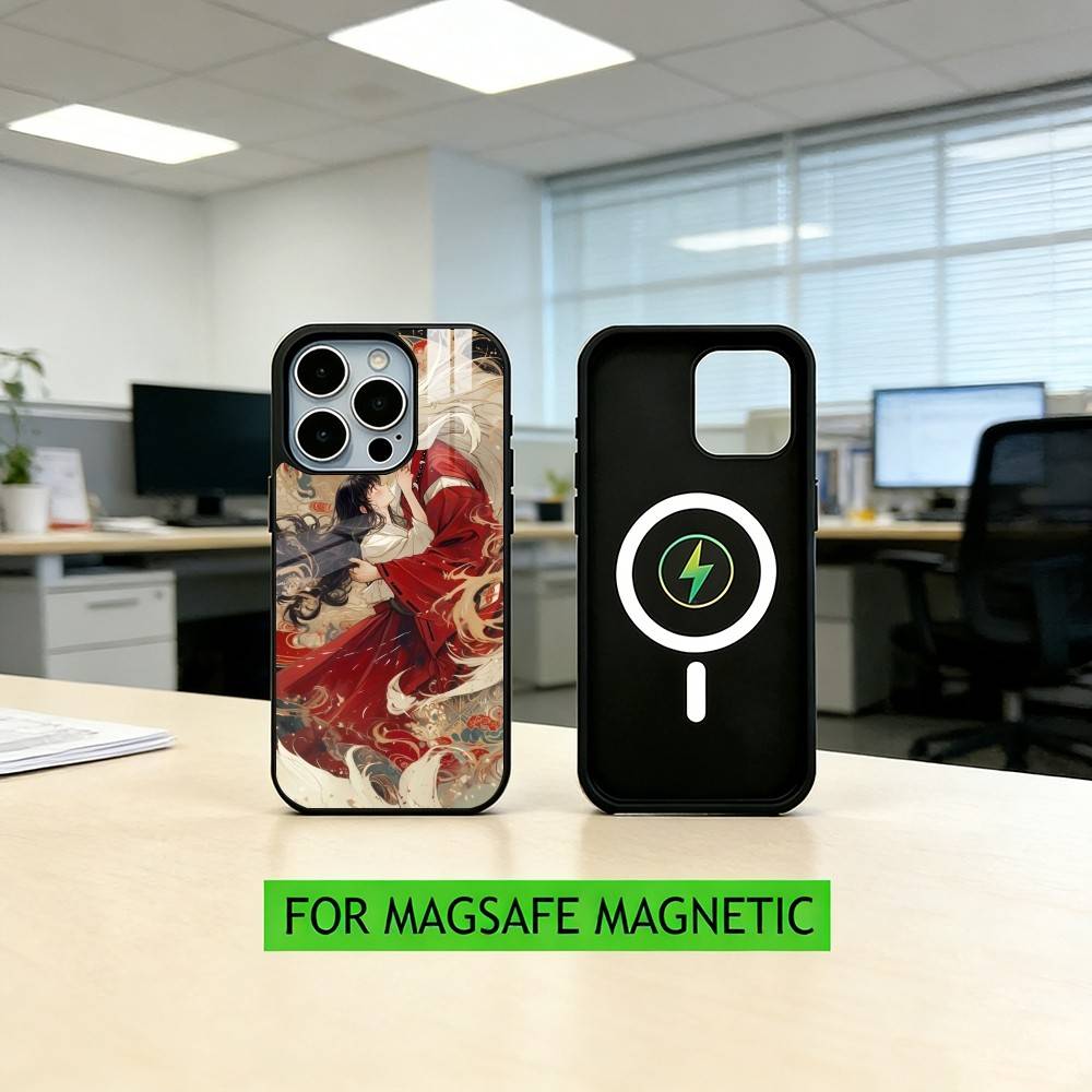 Inuyasha Silhouette Red Katana Anime Phone Case For iPhone17,16,15,14,13,12,11 Plus,Pro Magnetic For Magsafe Wireless Charging