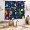 Dinosaur Curtains for Kids Room,Cartoon Animal Dino Outer Space Planet Astronaut Theme Baby Boys Nursery Window Treatments