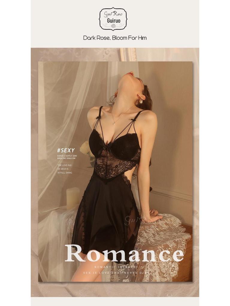 Gorgeous Plus Size Backless Push-Up Nightgown with Padded Camisole