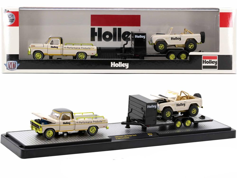 

M2 Machines Scale Auto Haulers Выпуск 53 Ford Ranger Truck 1966 Ford Bronco 164 1969 F-100 & (Погоня за машиной) [Элемент] чёрный