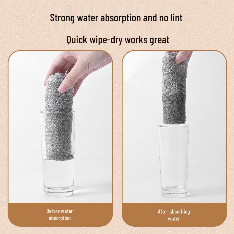 Bamboo Charcoal Fiber Lint-Free Dishwashing Cloth - Absorbent Kitchen & Housework Towel