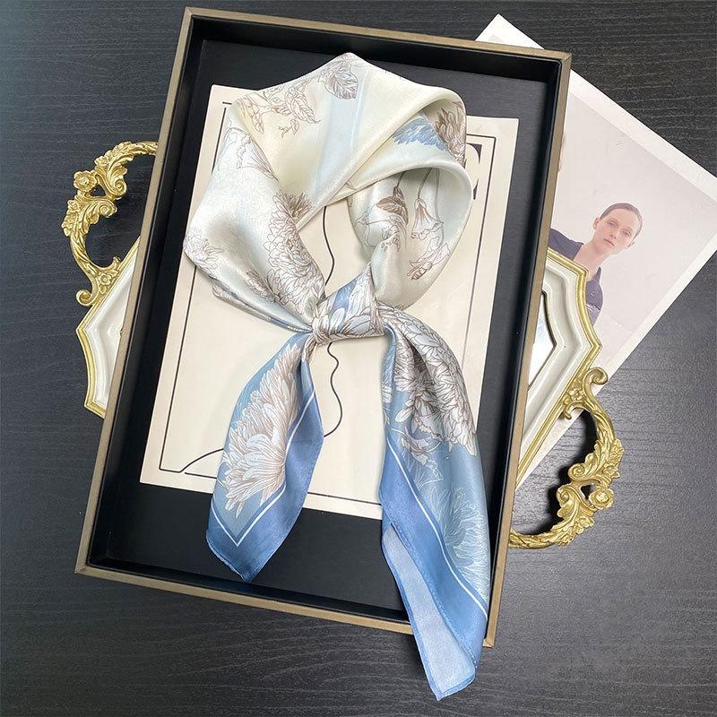 Mulberry Silk Small Square Scarf Women's Versatile Printed Silk Scarf High-end Headband Scarf French Scarf Spring and Summer New