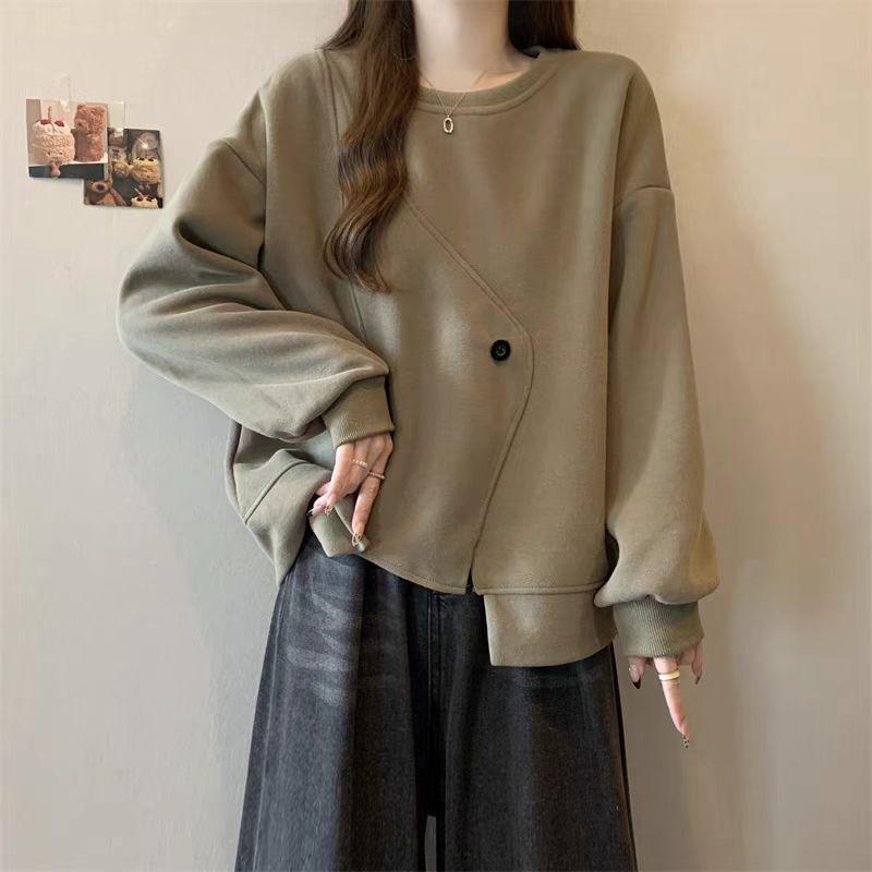 Women Crew Neck Long Sleeve Loose Casual Sweatshirt For Mom