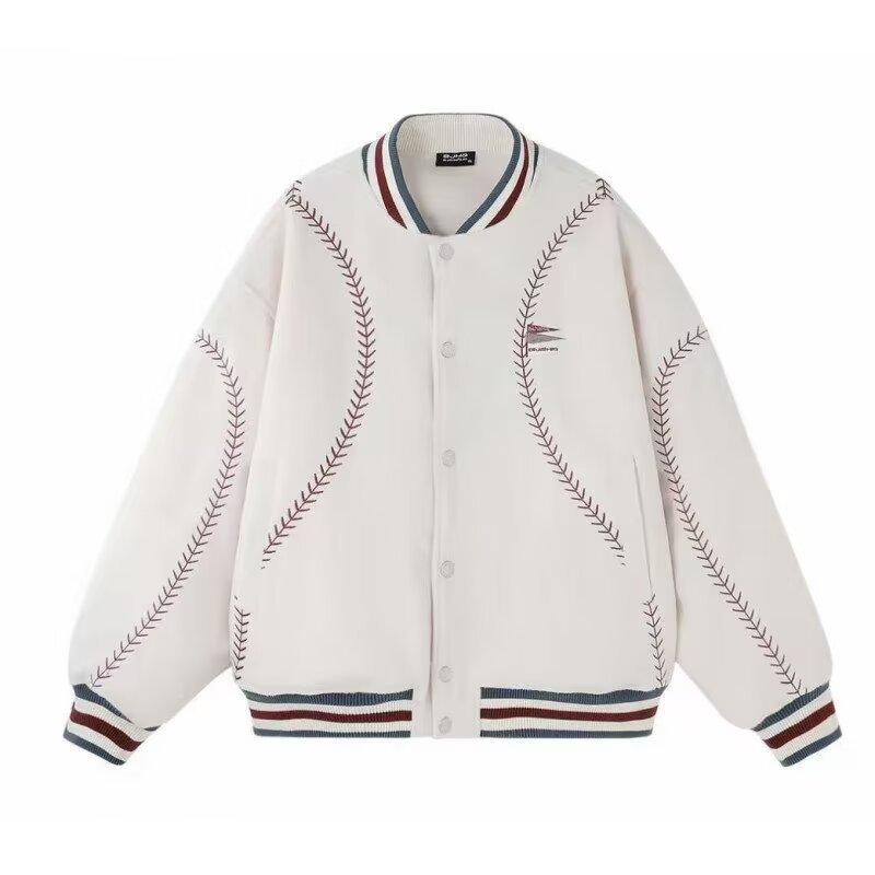 Men's Retro Baseball Cotton Jacket - Winter College Style Woolen Outerwear