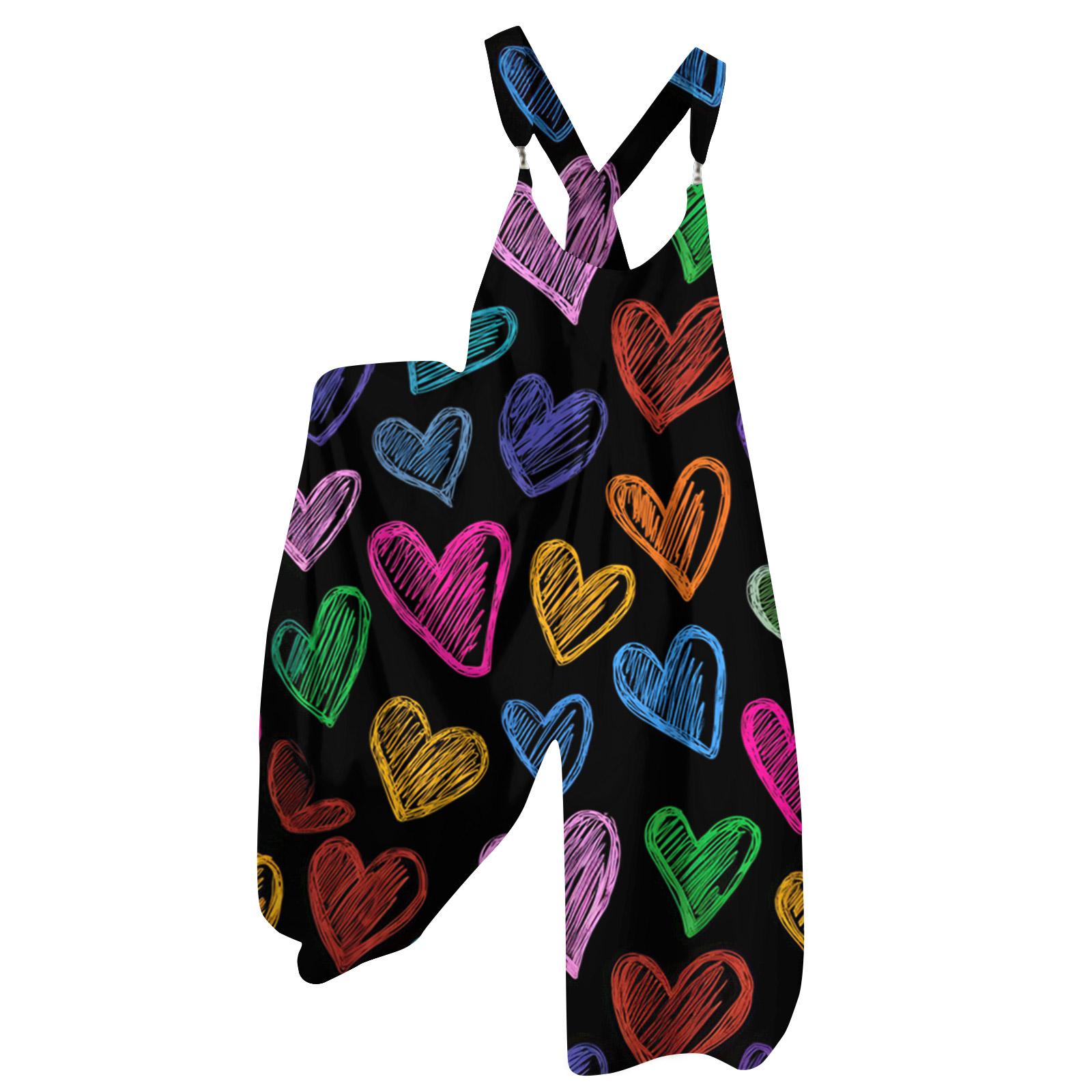 Женский комбинезон с принтом, винтажный, Нет, Регулируемые бретели, XL