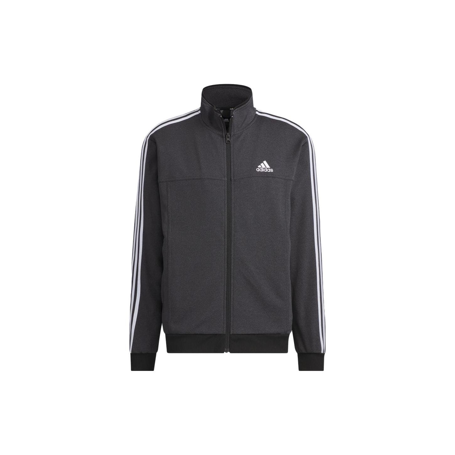 Adidas Letter Logo Printed Stand Collar Zip Long Sleeve Retro Sports Jacket Men jackets Black IK7362 L