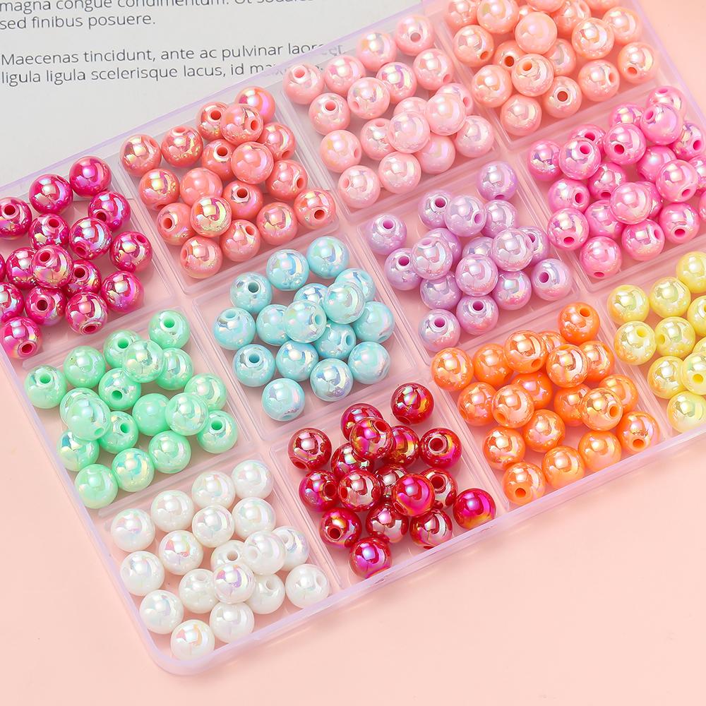 50/100pcs 6/8/10mm AB Color Acrylic Beads Round Loose Spacer Beads for Jewelry Making DIY Handmade Necklace Bracelet Accessories