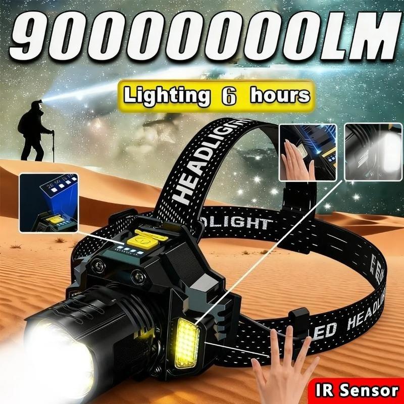 1200mAh Powerful LED Headlamp Motion Sensor Headlight 18650 Rechargeable COB Head Flashlights High Power Head Lamp Fishing Headlight
