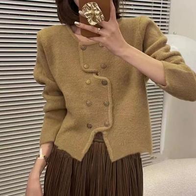 Maglione Donna Autunno e Inverno 2022 Maglione a Maniche Lunghe in Maglia Profumata con Bottoni Incrociati Cappotto di Cardigan da Celebrità di Alta Qualità