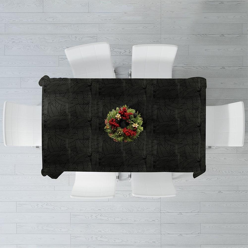 Tablecloth Leaves Dark Green Bottle Green Decorative Ornamental 220x150 cm