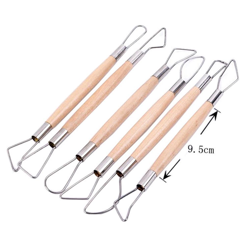 6pcs/set Children Soft Clay Wood Handle Stainless Steel Carving Tool