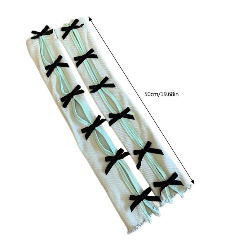 Flocking Bowknot Arm Sleeves for Women Teens Girl Elegant Hollowed Out Decorative Sleeves JK Arm Decors Party Oversleeve
