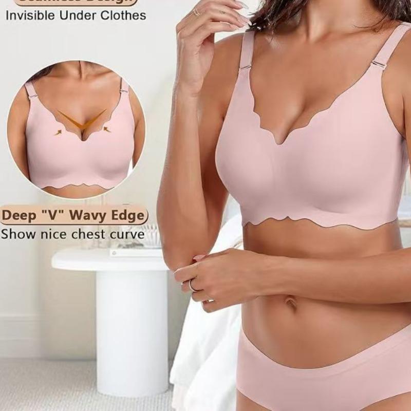Plus Size Wireless Seamless Soft Support Anti Sagging Gathering Bra For Women