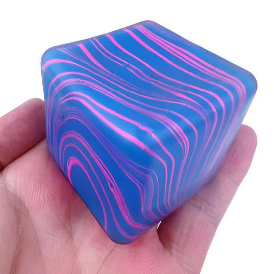 Flow Texture Stress Cube Toy Anxiety Relief Cube Squeeze Sensory Toy Slow Rebound Home Office Relaxation TPR Decompression Stress Ball