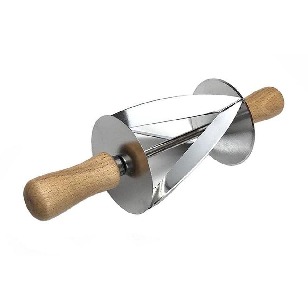 Wooden Handle Rolling Dough Cutter Wavy Slicer Bull Horn Rolling Cutter  Kitchen Gadgets 1Pc