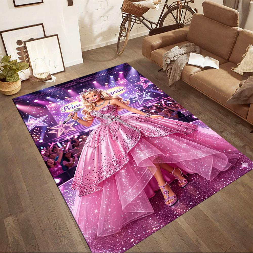 Barbie Glittery Pink World Square rugs are a great choice for living rooms, bedrooms, home décor, and as gifts.