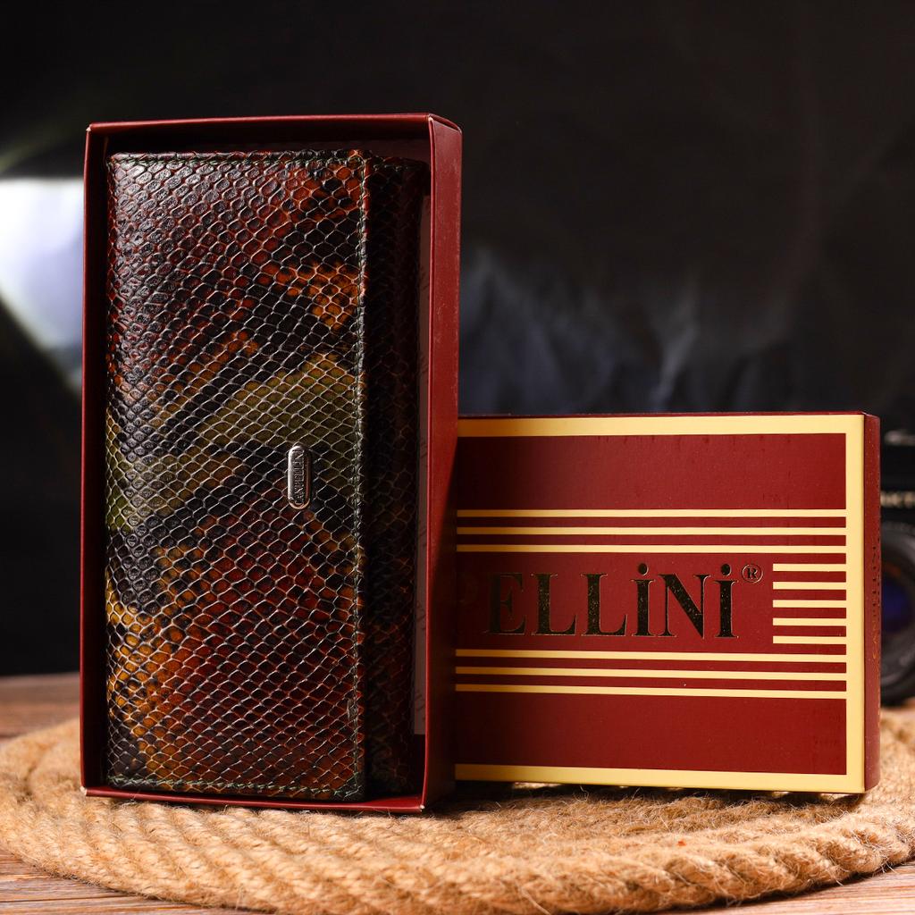 Women's Horizontal Wallet Made of Genuine Leather with Snake Embossing CANPELLINI Wallet 21648 Multicolour