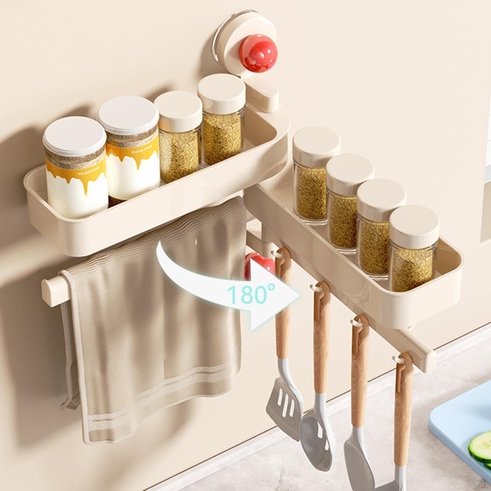 Spice Rack Organizer Shelf 4 HooksSeasoning HolderMulti UseHanging Utensil HolderWall 1990₽